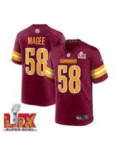 Jordan Magee #58 Washington Commanders Super Bowl LIX Jersey – Men’s – Burgundy