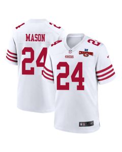 Jordan Mason 24 San Francisco 49ers NFC Champions Patch Game Men Jersey – White