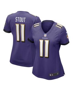 Jordan Stout 11 Baltimore Ravens Women’s Game Jersey – Purple