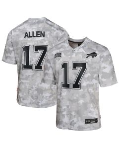 Josh Allen 17 Buffalo Bills 2024 Salute to Service Game YOUTH Jersey – Arctic Camo