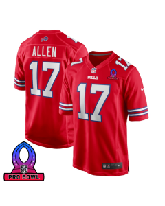 Josh Allen 17 Buffalo Bills 2025 Pro Bowl Patch Alternate Game Men Jersey – Red