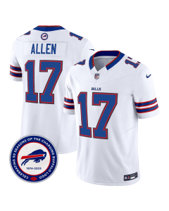 Josh Allen 17 Buffalo Bills 50th Charging Logo Patch Game Men Jersey – White