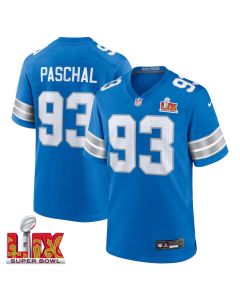 Josh Paschal #93 Detroit Lions Super Bowl LIX Jersey – Men’s – Blue