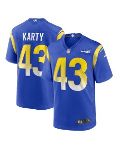 Joshua Karty 43 Los Angeles Rams Team Game Men Jersey – Royal
