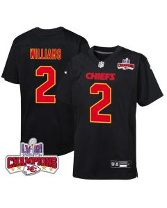 Joshua Williams 2 Kansas City Chiefs Super Bowl LVIII Champions 4 Stars Patch Fashion Game YOUTH Jersey – Carbon Black