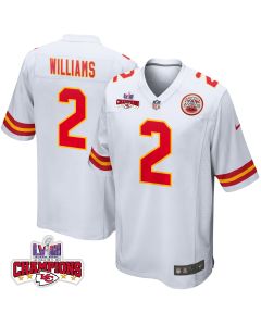Joshua Williams 2 Kansas City Chiefs Super Bowl LVIII Champions 4 Stars Patch Game Men Jersey – White
