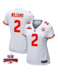 Joshua Williams 2 Kansas City Chiefs Super Bowl LVIII Champions 4 Stars Patch Game Women Jersey – White