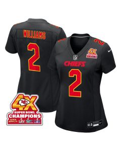 Joshua Williams 2 Kansas City Chiefs Super Bowl LVIII Champions 4X Fashion Game Women Jersey – Carbon Black