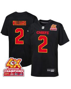 Joshua Williams 2 Kansas City Chiefs Super Bowl LVIII Champions 4X Fashion Game YOUTH Jersey – Carbon Black