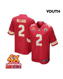 Joshua Williams 2 Kansas City Chiefs Super Bowl LVIII Champions 4X Game YOUTH Jersey – Red