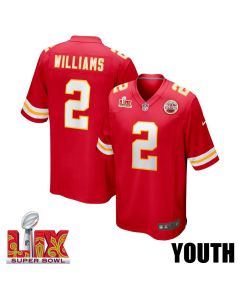 Joshua Williams #2 Kansas City Chiefs Super Bowl LIX YOUTH Jersey – Red