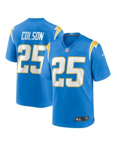 Junior Colson 25 Los Angeles Chargers Team Game Men Jersey – Powder Blue