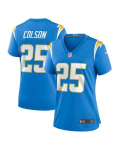Junior Colson 25 Los Angeles Chargers Women’s Game Jersey – Powder Blue