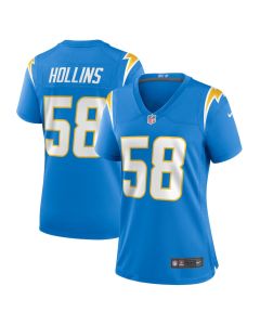 Justin Hollins 58 Los Angeles Chargers Game Women Jersey – Powder Blue