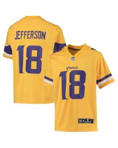 Justin Jefferson 18 Minnesota Vikings YOUTH Inverted Team Game Jersey – Gold