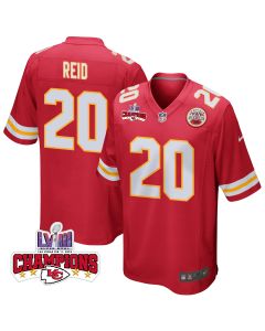 Justin Reid 20 Kansas City Chiefs Super Bowl LVIII Champions 4 Stars Patch Game Men Jersey – Red