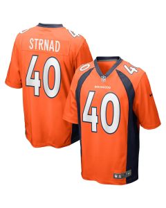 Justin Strnad 40 Denver Broncos Men Game Jersey – Orange