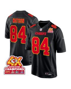 Justin Watson 84 Kansas City Chiefs Super Bowl LVIII Champions 4X Fashion Game Men Jersey – Carbon Black