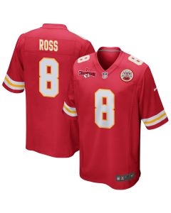 Justyn Ross 8 Kansas City Chiefs AFC Champions Patch Game Men Jersey – Red