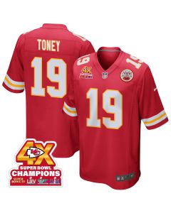 Kadarius Toney 19 Kansas City Chiefs Super Bowl LVIII Champions 4X Game Men Jersey – Red