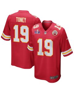 Kadarius Toney 19 Kansas City Chiefs Super Bowl LVIII Patch Game Men Jersey – Red