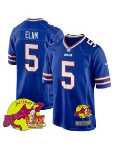 Kaiir Elam 5 Buffalo Bills Super Bowl LIX New Orleans Patch Game Men Jersey – Royal