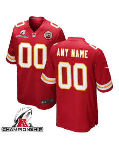 Kansas City Chiefs AFC Championship Patch Game Men Custom Jersey – Red