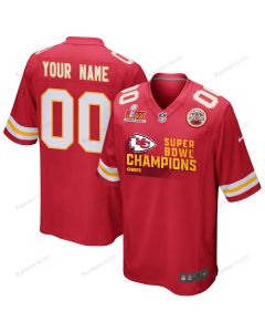 Kansas City Chiefs Super Bowl LIX Champions V4 Game Men Custom Jersey – Red
