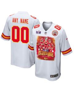 Kansas City Chiefs Super Bowl LVIII Back To Back Game Custom Men Jersey – White