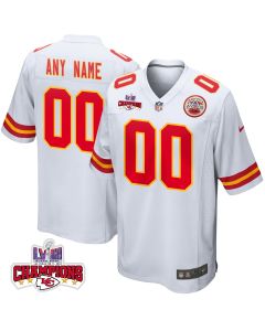 Kansas City Chiefs Super Bowl LVIII Champions 4 Stars Patch Game Custom Men Jersey – White