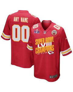 Kansas City Chiefs Super Bowl LVIII Champions Iconic Victory Game Custom Men Jersey – Scarlet