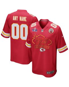 Kansas City Chiefs Super Bowl LVIII Champions Locker Room Trophy Collection Game Custom Men Jersey – Scarlet