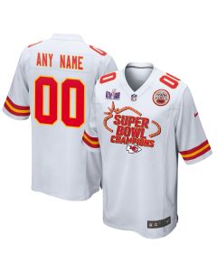 Kansas City Chiefs Super Bowl LVIII Champions Locker Room Trophy Collection Game Custom Men Jersey – White