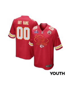 Kansas City Chiefs Super Bowl LVIII Champions Locker Room Trophy Collection Game YOUTH Jersey – Scarlet