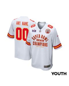 Kansas City Chiefs Super Bowl LVIII Champions Under The Lights Game YOUTH Jersey – White