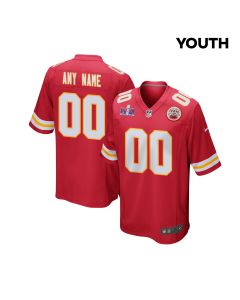 Kansas City Chiefs Super Bowl LVIII Patch Game YOUTH Custom Jersey – Red