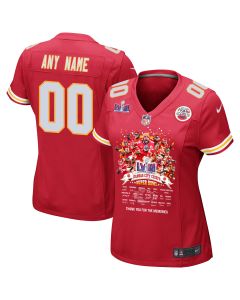 Kansas City Chiefs Super Bowl LVIII Thanks For Memories Game Custom Women Jersey – Red