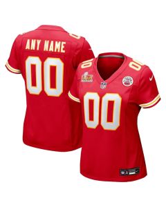 Kansas City Chiefs Women’s Super Bowl LIX Custom Game Jersey – Red