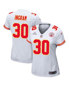 Keaontay Ingram 30 Kansas City Chiefs Super Bowl LVIII Patch Game Women Jersey – White