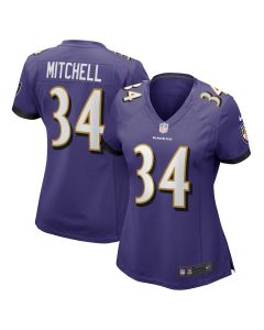 Keaton Mitchell 34 Baltimore Ravens Women Game Jersey – Purple