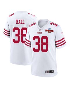 Kemon Hall 38 San Francisco 49ers NFC Champions Patch Game Men Jersey – White