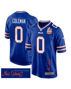 Keon Coleman 0 Buffalo Bills Super Bowl LIX Champions Patch ‘New Orleans – A Symphony of Sport’ EMBROIDERED Game Men Jersey – Royal