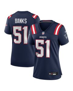 Keshawn Banks 51 New England Patriots Women’s Game Jersey – Navy