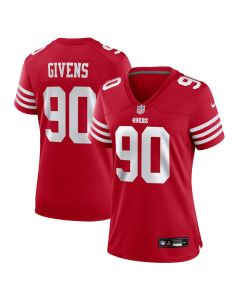 Kevin Givens 90 San Francisco 49ers Women’s Game Jersey – Scarlet