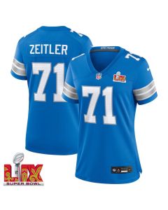 Kevin Zeitler #71 Detroit Lions Super Bowl LIX Women’s Jersey – Blue
