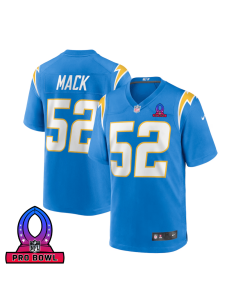 Khalil Mack 52 Los Angeles Chargers 2025 Pro Bowl Patch Game Men Jersey – Powder Blue