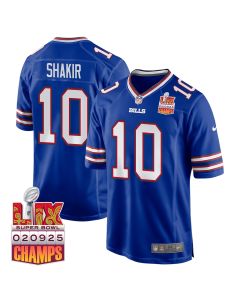 Khalil Shakir 10 Buffalo Bills Super Bowl LIX Champions Patch Game Men Jersey – Royal