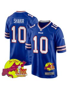 Khalil Shakir 10 Buffalo Bills Super Bowl LIX New Orleans Patch Game Men Jersey – Royal