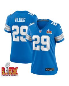 Kindle Vildor #29 Detroit Lions Super Bowl LIX Women’s Jersey – Blue