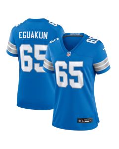 Kingsley Eguakun 65 Detroit Lions Women’s Game Jersey – Blue